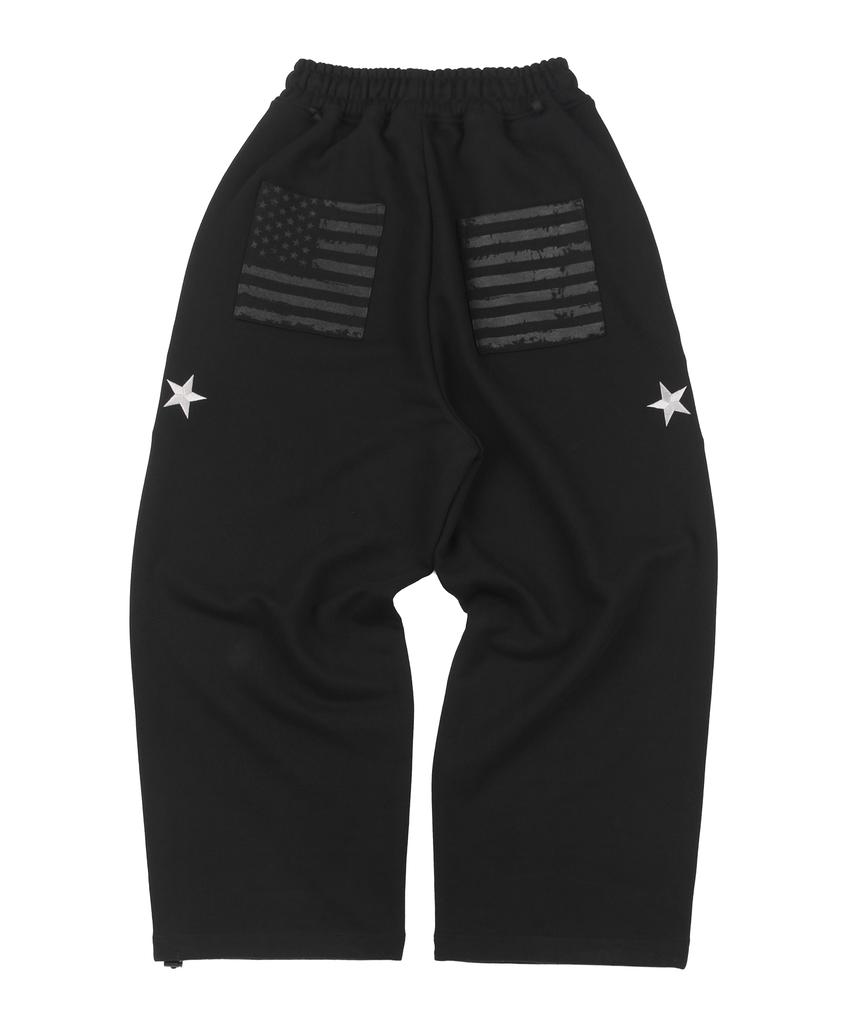 UNKNOWNCOMENORMAL Usa Star Flag Sweat Pants [Black]