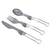 3Pcs Foldable Cutlery Utensil Set for Outdoor Camping Hiking Picnic Titanium-Alloy Fork Knife Spoon with Storage Pouch