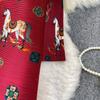 Skládané šaty s květinovým potiskem Letní Podzimní Jednorázové Zapínání Oversize Pásek Elegantní Streetwear Svetr Dámské Oblečení