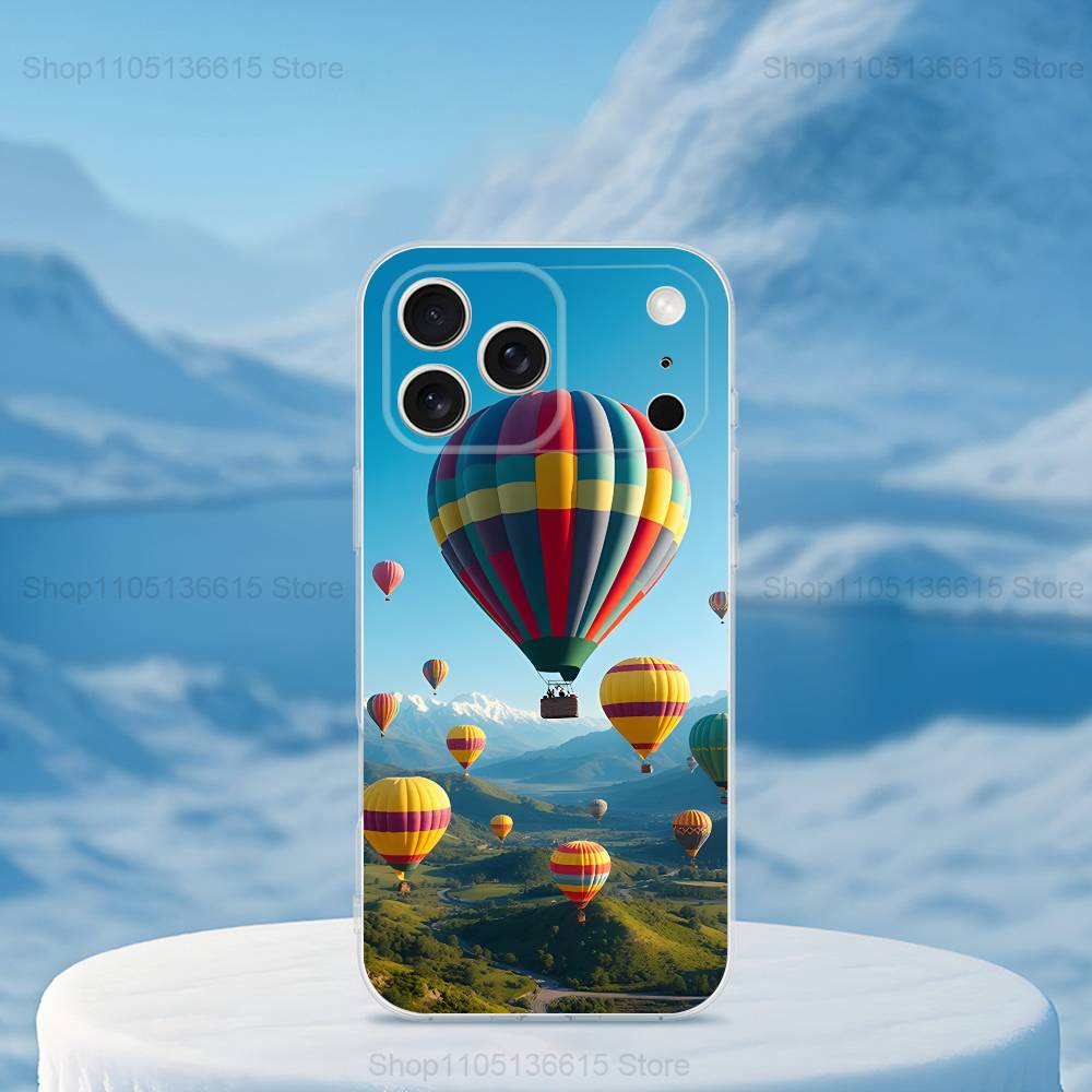 Cute Hot Air Balloon For iPhone Max,14,16,X,13,XR,SE,12,15,Pro,17,Plus,11,XS,Mini Transparent Soft Cover Case