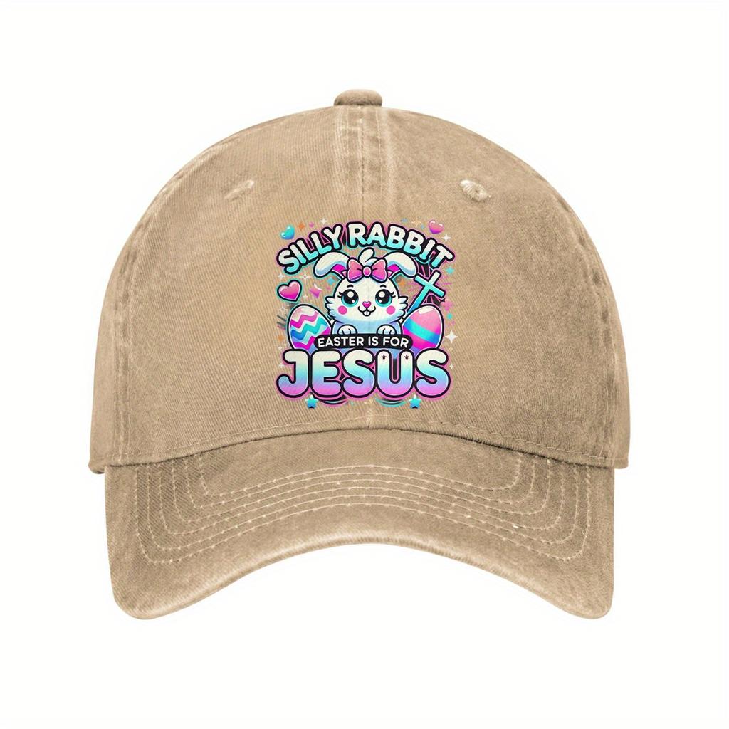 Silly Rabbit Easter Jesus Print Baseball Cap Adjustable Cotton Casual Distressed Unisex Adult Cap