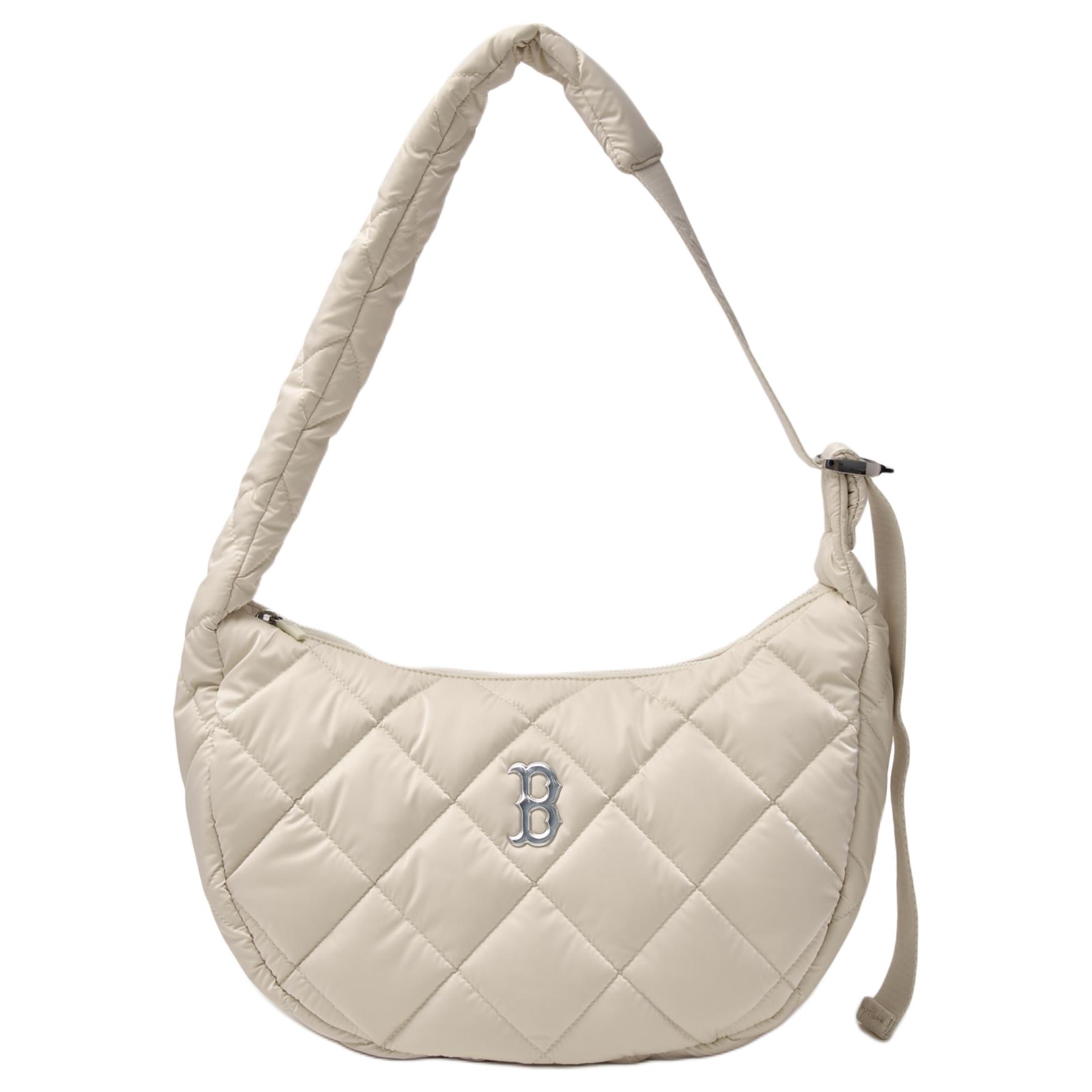 

MLB Curved Padding Hobo Bag Women Handbags White 3ABQL064N-43CRD White
