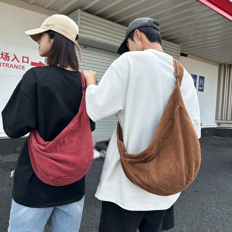 Leichte Cordtasche für Damen, einfarbig, Umhängetasche für Herren, Reise-Umhängetasche