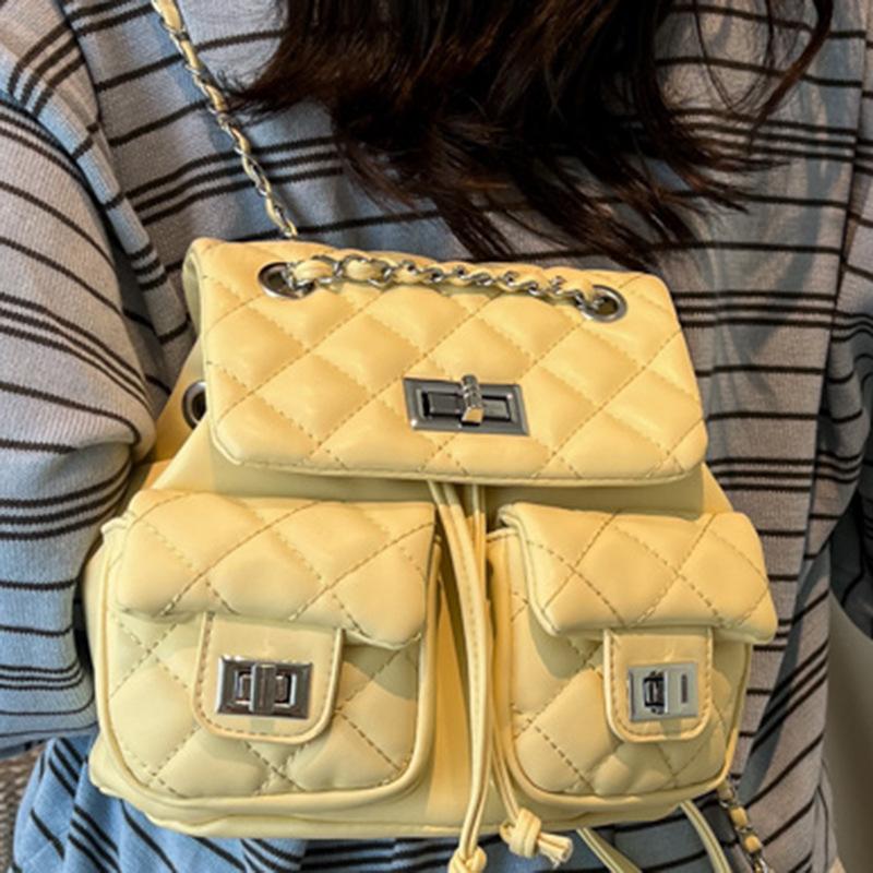 Korean Niche College Style Backpack 2025 New Fashion Casual Shoulder Bag Diamond Cute Multi-pocket Backpack