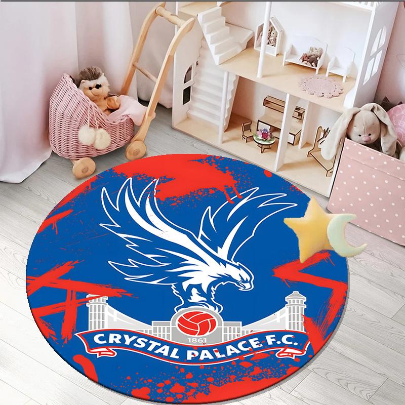 1PC round rug Crystal Fc Crest Printed Round Area Rug ,Rug For Home Office, Round Chair Rug, Decorative Carpet Fan gifts Christmas gift