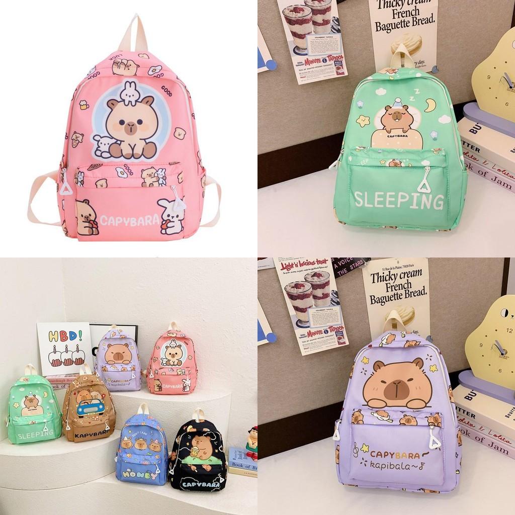 Print Animal Charming Capybara Backpack Breathable Nylon Kids School Bag For Preschool And Children Young