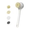 Rotating Body Brush With 5Interchangeable Head IPX7 Waterproof Design Long Handle For Back Exfoliating &Deep Cleansing  White