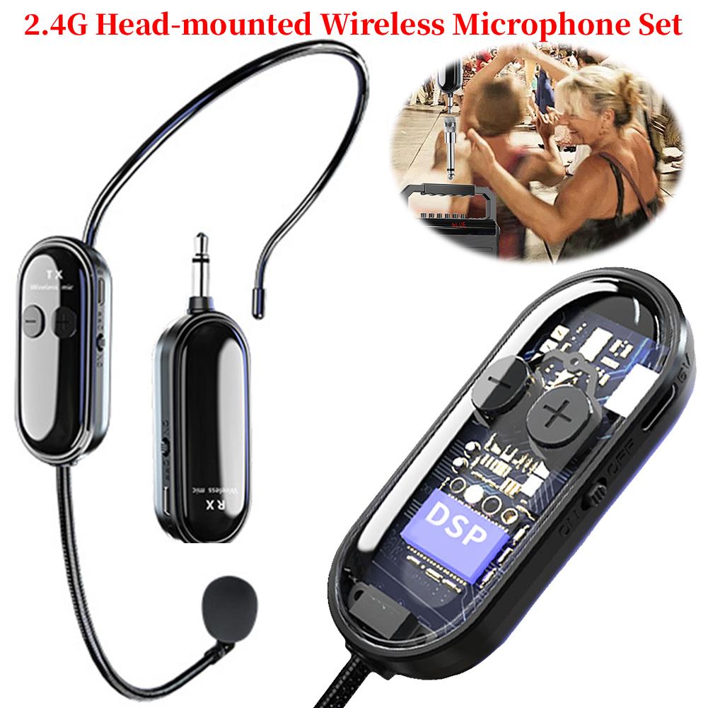 2.4G Wireless Microphone System Long Range Head Handheld Mic 2 In 1 for Teaching Stage Performers Fitness Instructors