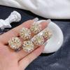 Korean Romantic Hydrangea Pearl Zircon Clip on Earrings for Woman Non Pierced Fashion Ear Clips Party Girl's Lady Jewelry Gift