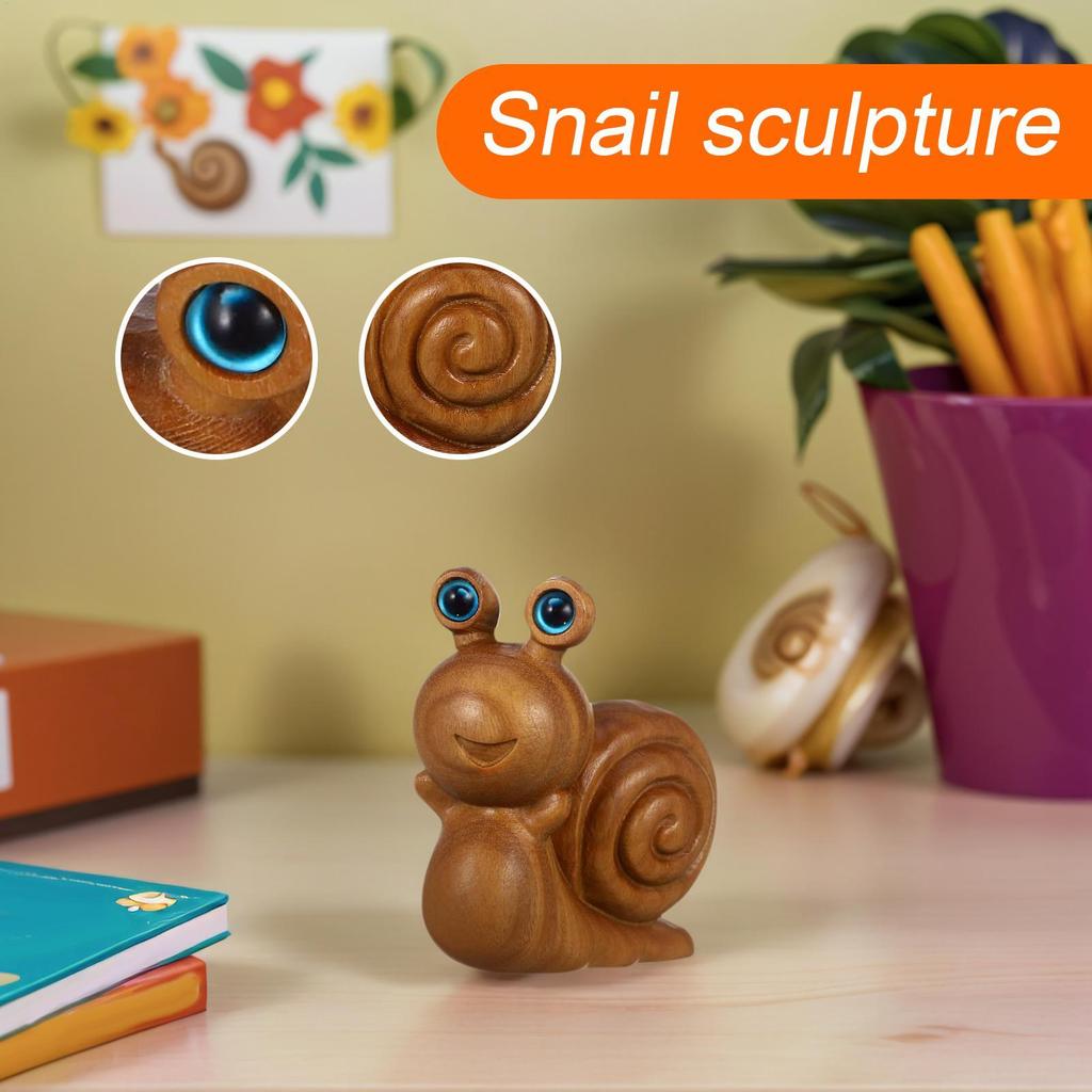 Snail Wooden Animal Decor, Miniature Figurines for Home Desk, Planter Garden Bookshelf Landscape Office Decoration