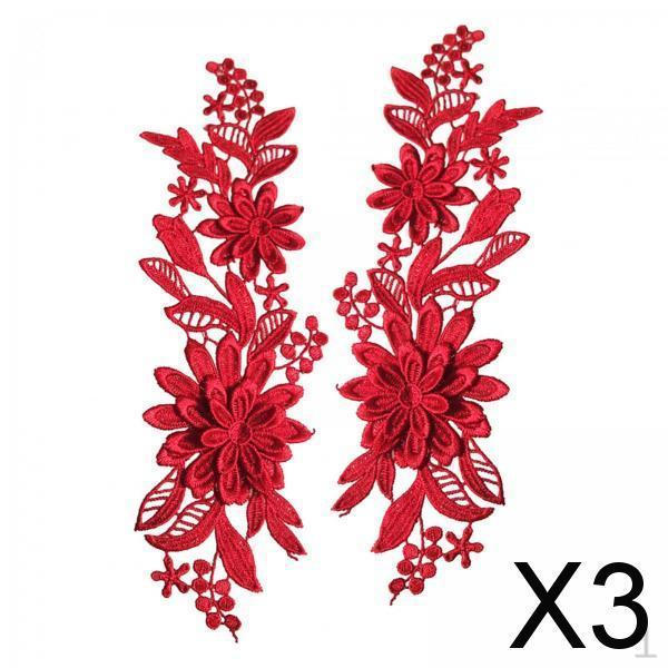 

3x 2 шт. Кружевные аппликации в виде цветов, тканевая отделка, тонкая вышивка, цветочные вышитые нашивки