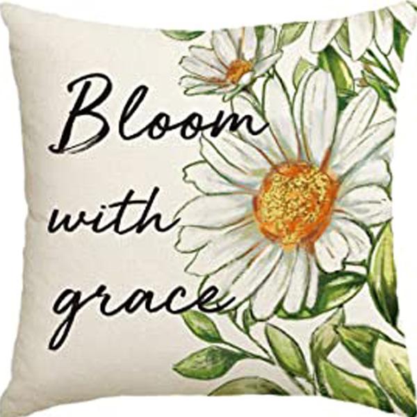 Year Daisy Flower Linen Pillow Case Home Decor Hydrangea Sofa Pillow Cushion