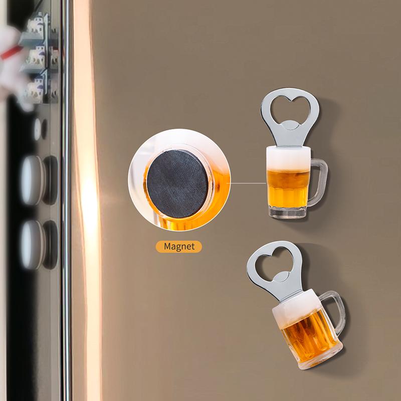 1-5PC Creative Beer Glass Shaped Soda Bottle Opener Magnetic Hanging Bottle Opener Fridge Magnets Funny Gift Home Kitchen Gadget