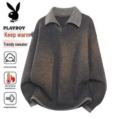 Men's Faux Layered Polo Collar Knit Sweater