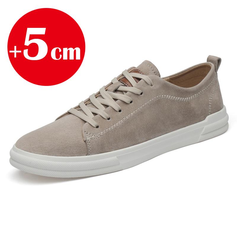 Flat or 5cm Height Increasing Men Shoes Casual Elevator Shoes Man Fashion Lift Sneakers Sport Genuine Leather Shoes Tall