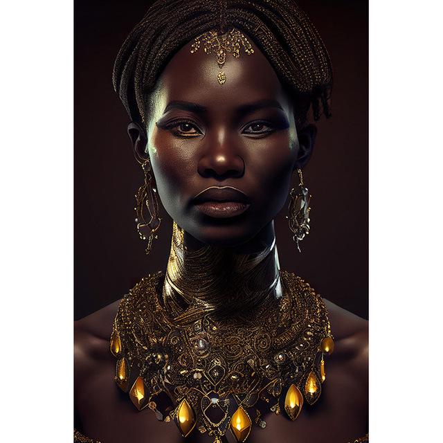 

Роскошная холщовая фреска с черной девушкой - Современное декоративное настенное искусство для гостиной 20X30 frameless