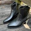Short boots women's boots autumn and winter popular spot pointed Martin boots thick heel Chelsea boots pu leather boots