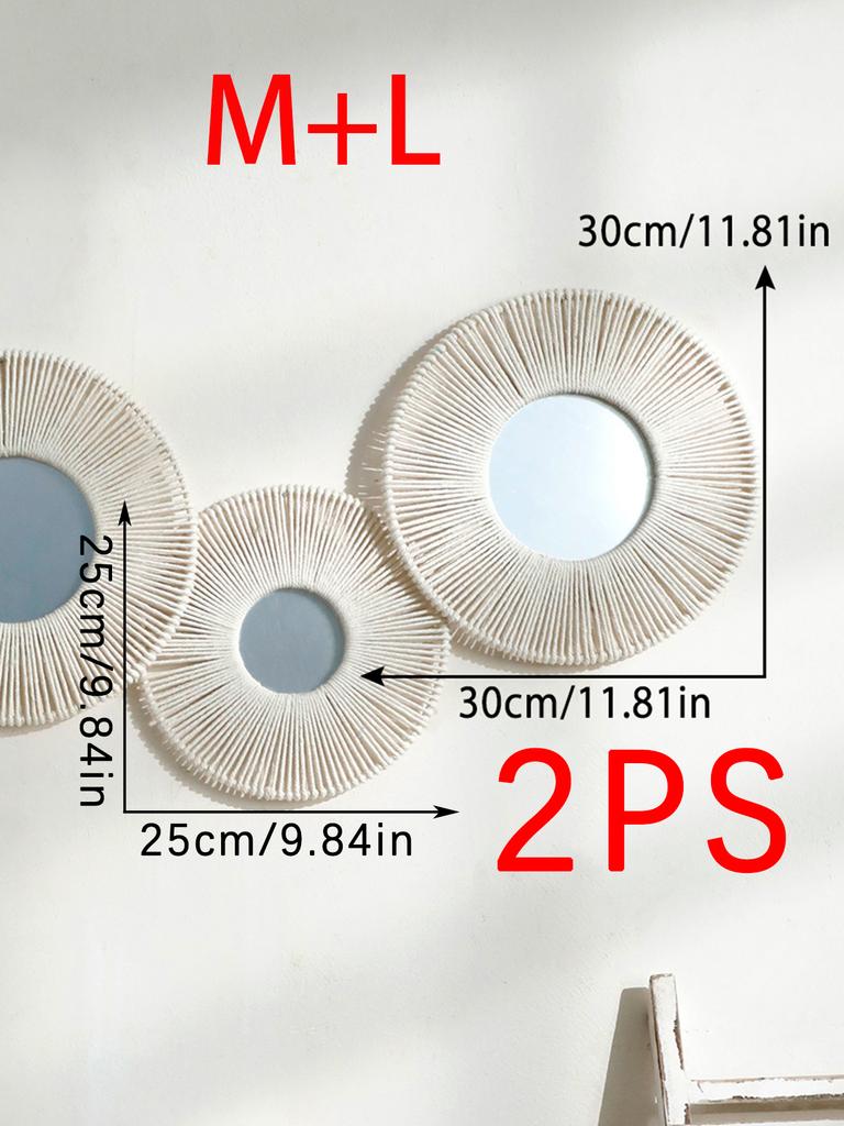 1/2/4pcs Hand Woven Wall Hanging Decorative Mirror Boho Room Decors Aesthetic Home Decoration Tapestry Bedroom Hanging Ornaments