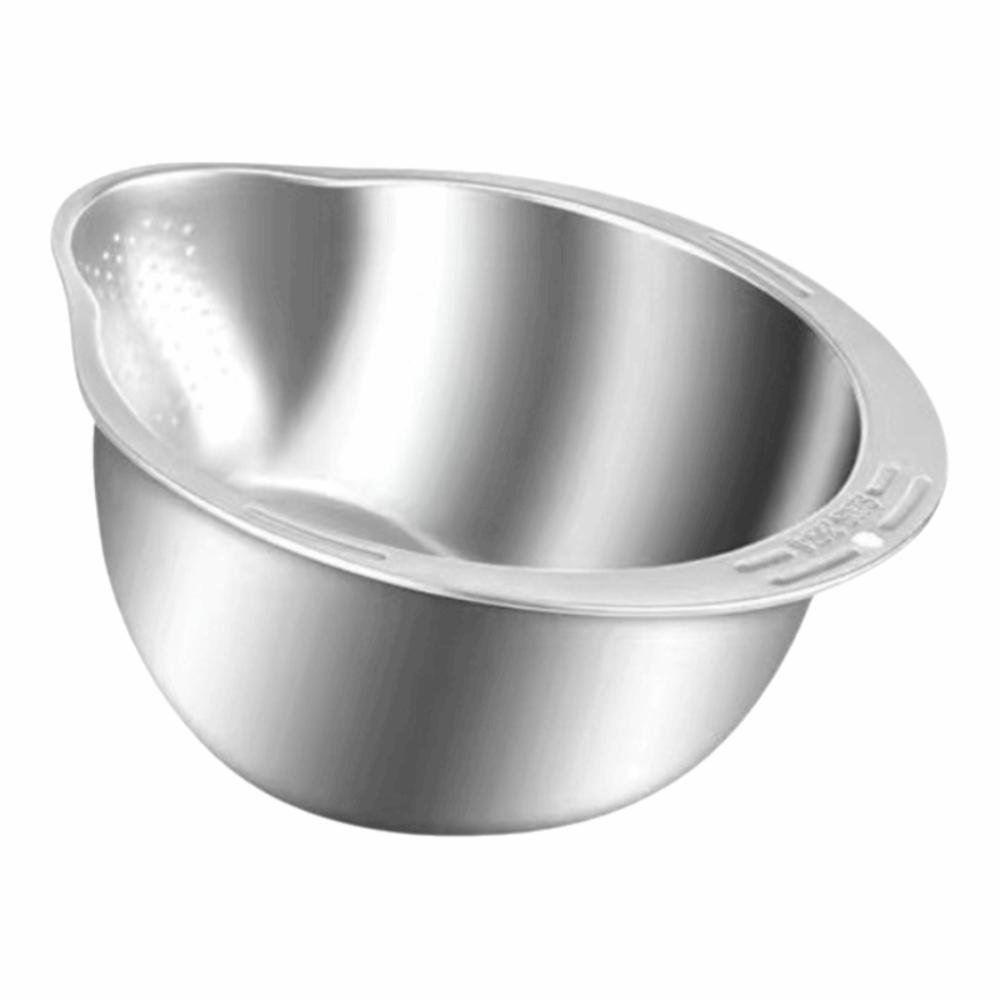 

Stainless Steel Rice Washing Bowl Multifunctional Vegetable Drain Basket Storage срібний