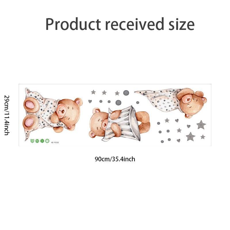 Cartoon Bear Goodnight Star Wall Stickers for Kids Room Nursery Kindergarten Home Decor Self Adhesive Removable Decals