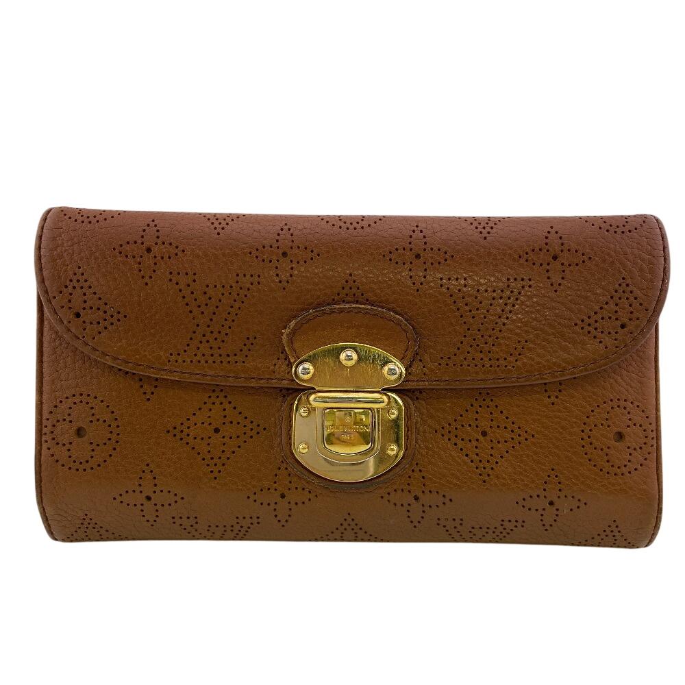 LOUIS VUITTON M58138 Monogram Mahina leather Portefeuille Amelia Purse Brown leather Used