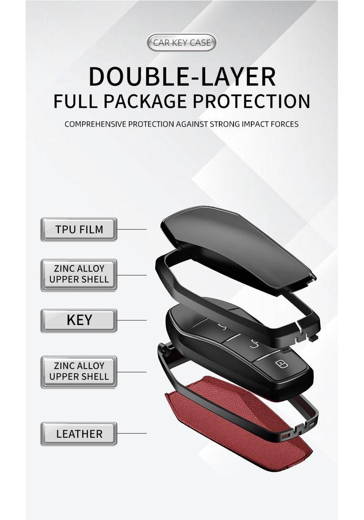 BYD Han Key Cover - Compatible with BYD Qin Pro, Song Max New Energy, Tang, and Song Plus Cars, Features Metal Shell and Bag Buckle.