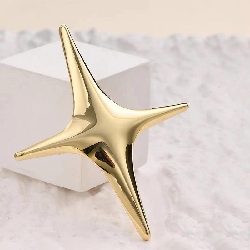 Punk Rock Silver Color Metal Cross Star Brooches Temperament Jesus Lucky Brooch Pins For Men Women Shirt Jewelry