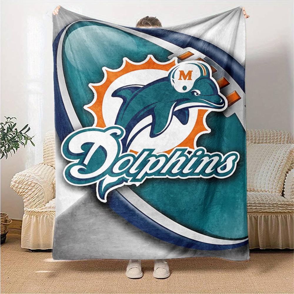 1pc Blanket - Miami Dolphins Logo Print Design,Lightweight Blanket for Sofa,Bed- Soft &Warm,Gift for All Seasons