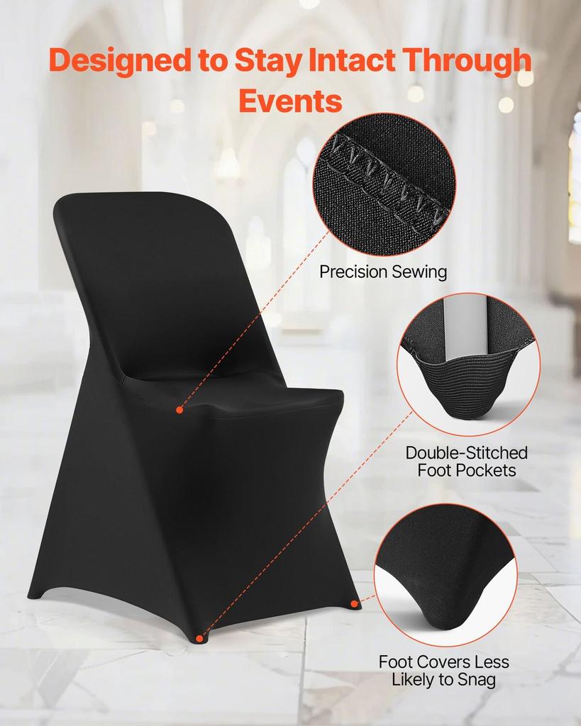 30 Pcs Black Chair Covers, Polyester Spandex Chair Cover, Stretch Slipcovers for Wedding Party Dining Banquet Flat-Front Chair Covers, Fits Chair