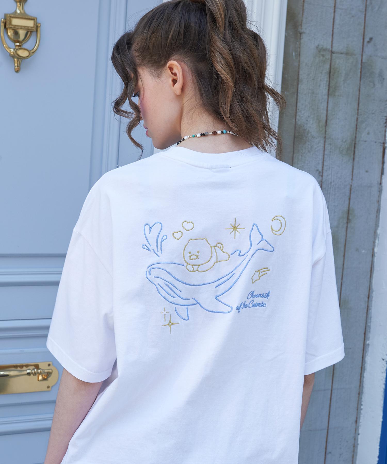 Compagno [Cpgn X Kakao Friends] Cosmic Chunsik Embroidered Short Sleeve T-Shirt White White/M
