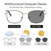 1/2PCS Photochromic Glasses 2 in 1 Anti Blue Light Anti Radiation PC Frame Eyeglasses for Women Unisex
