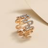 Personality Temperament Full Diamond Wave Opening Adjustable Tail Ring Jewelry
