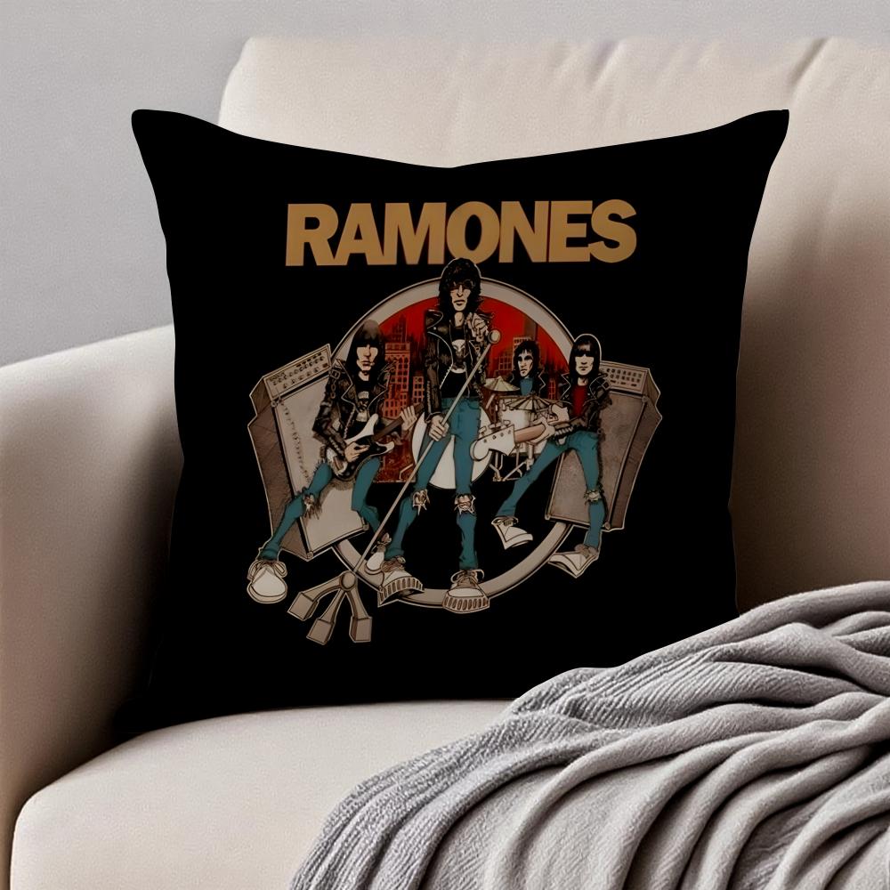 Band Punk RRamones Cushion Cover Pillowcase Antidustmite Invisible Zipper Short Plush Sofa Cushion 30X30cm