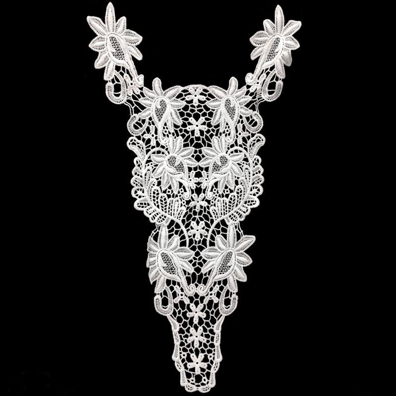 Кружевной воротник с вышивкой из молочного шелка, ажурная вышивка, съемный воротник, кружево для большой груди, воротник, растворимый в воде White