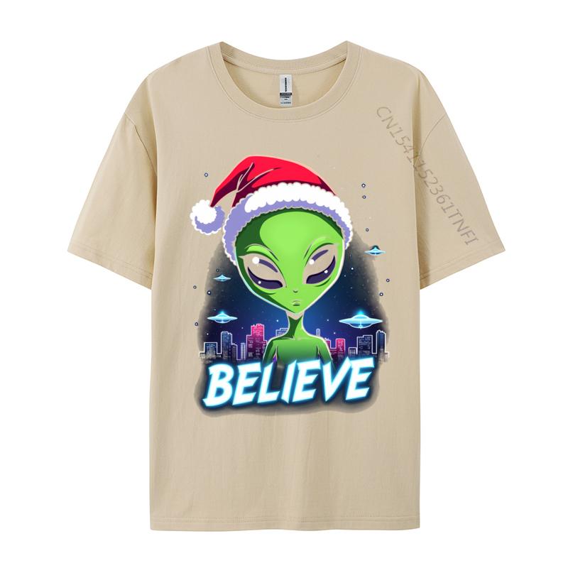I Want To Believe Aliens Ufo Area 51 Roswell Alien Christmas 4 Print Men 2024 New Custom Tops Shirt Camisa Pure Cotton T Shirt