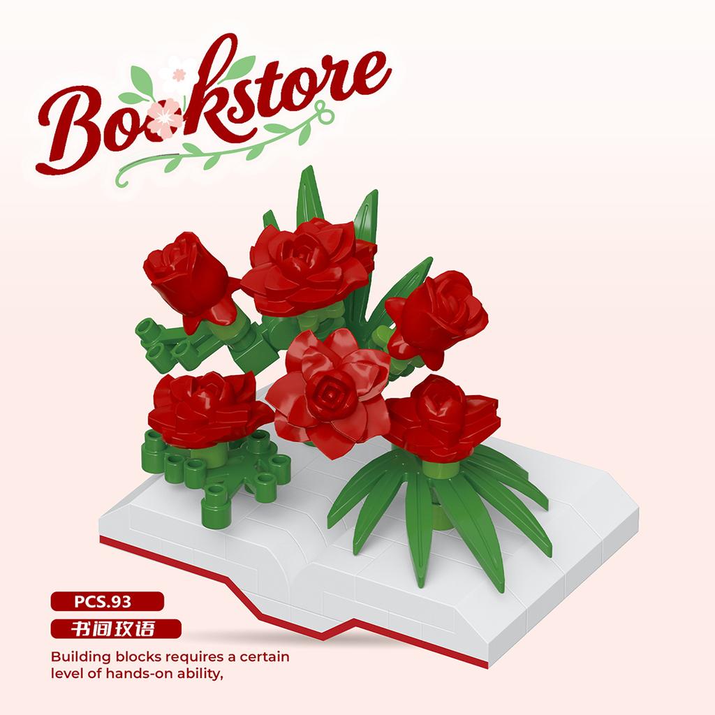 Creative Plastic Flowers Book Series Micro Building Blocks Educational Kids Toys Desktop Decoration Gift for Mother's Day