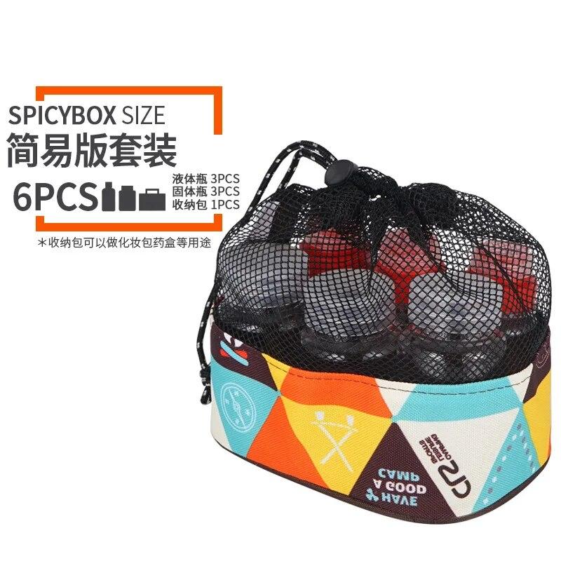 6pcs/Set Spice Sauce Condiment Bottle BBQ Camping Outdoor Picnic Pepper Jar Ketchup Seasoning Pot Container Kitchen Tool Portabl