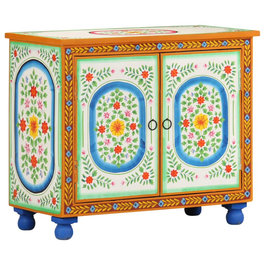 Sideboard Hand Painted 70 X 35 X 60 Cm Solid Mango Wood
