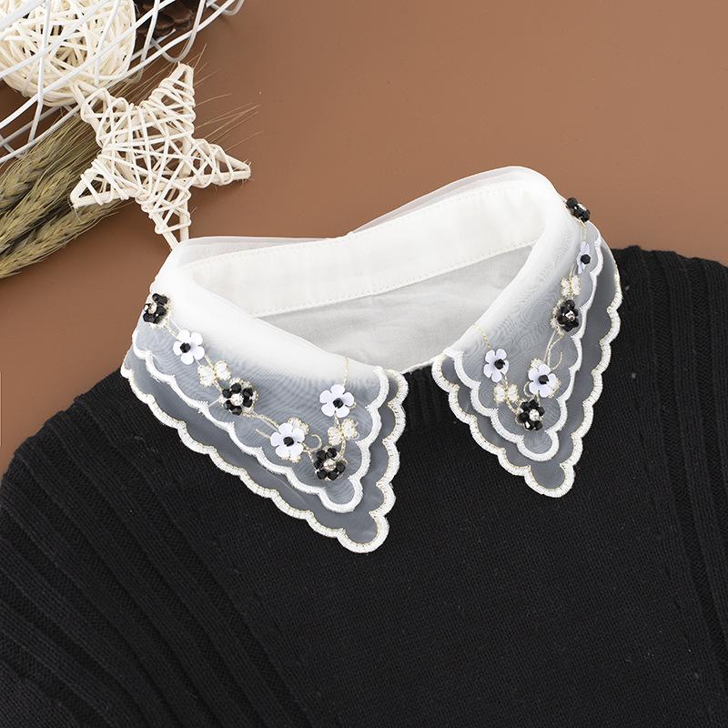 New Fake Collar Shirt Women White Lapel Ruffles Stand False Collar Woman Girls Detachable Collar Lace Removable Half Shirt
