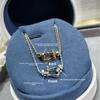 Collana Fibbia a Ferro di Cavallo Edizione Premium Catena Intrecciata Semi-Diamantata Fibbia a U Spessa Catena Clavicolare Completamente Diamantata Placcata Oro 18k Regalo Moda