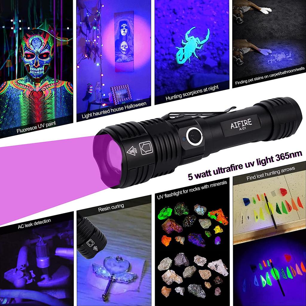 Tactical Flashlight Zoomable Red/Green/UV/White Powerful Torch USB Rechargeable Hunting Torch Professional Night Scout Lights