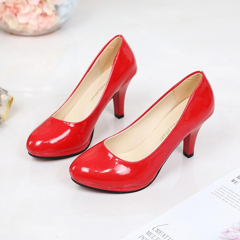 Spring and Autumn New Fashion Korean Version Round Head Solid Color Suede High Heel OL Professional Work Shoes Women's Leather Single Shoes