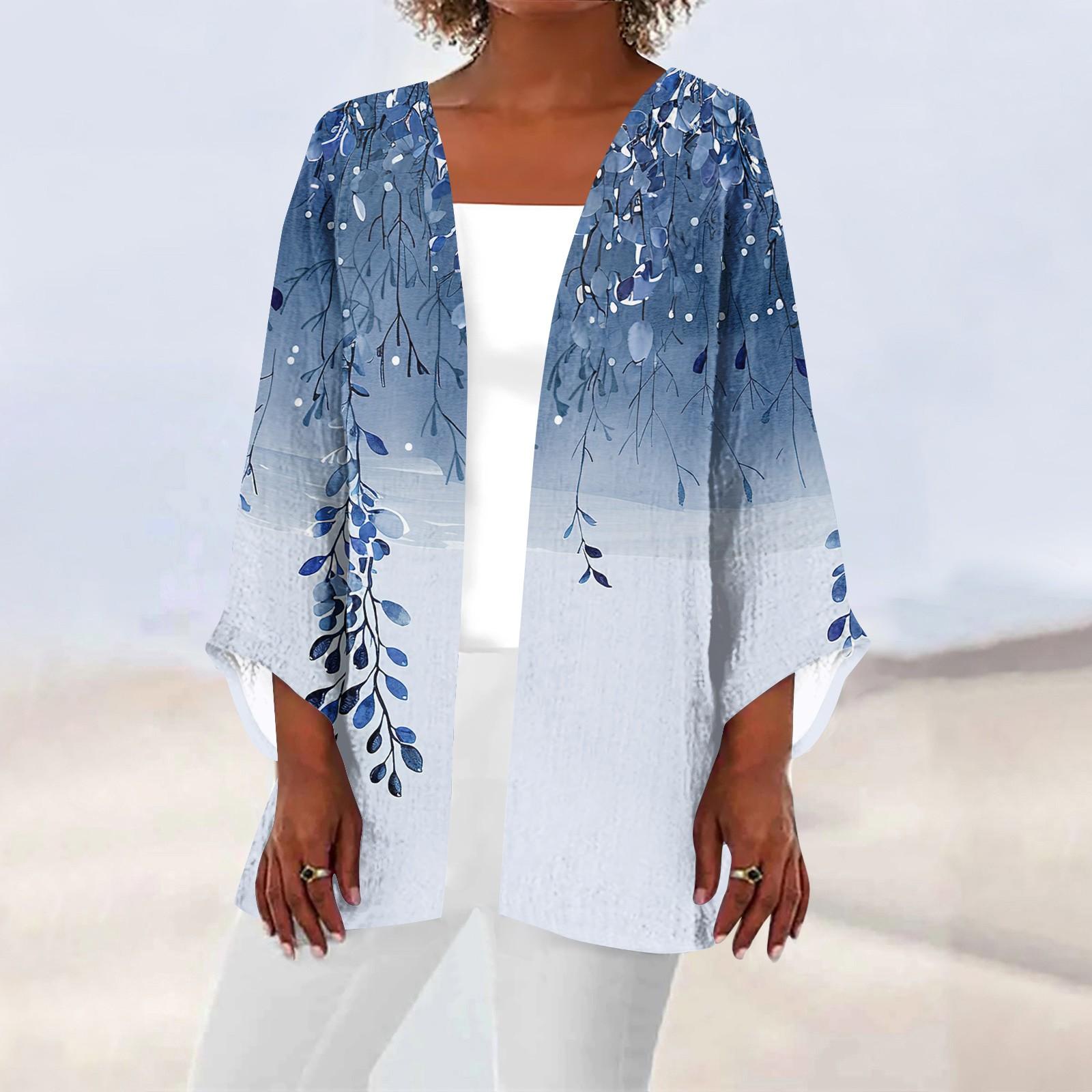 

Женская повседневная модная легкая куртка средней длины с принтом, кардиган M