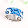 Huitan Delicate Blue Flower Finger Ring Female Anniversary Party Zircon Aesthetic Graceful Accessories for Engagement Ceremony
