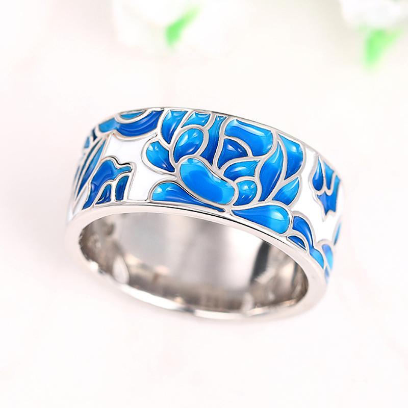 

Huitan Delicate Blue Flower Finger Ring Female Anniversary Party Zircon Aesthetic Graceful Accessories for Engagement Ceremony 6