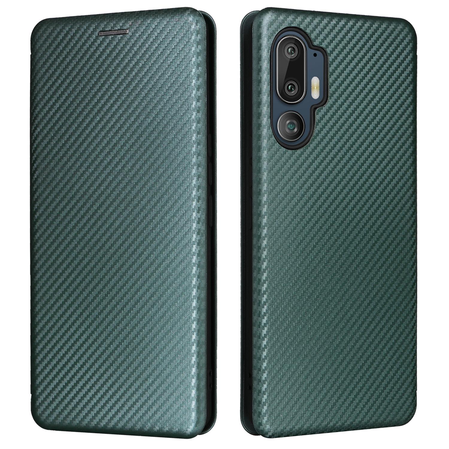 

Для HTC U24 Pro 5G Чохол Підставка Тримач для карток Шкіряна кришка для телефону Текстура вуглецевого волокна Green