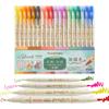 18 Colors Dual Tone Brush Tip Highlighter Pens Set Dual-Color Soft Brush Painter For Drawing Painting Lettering