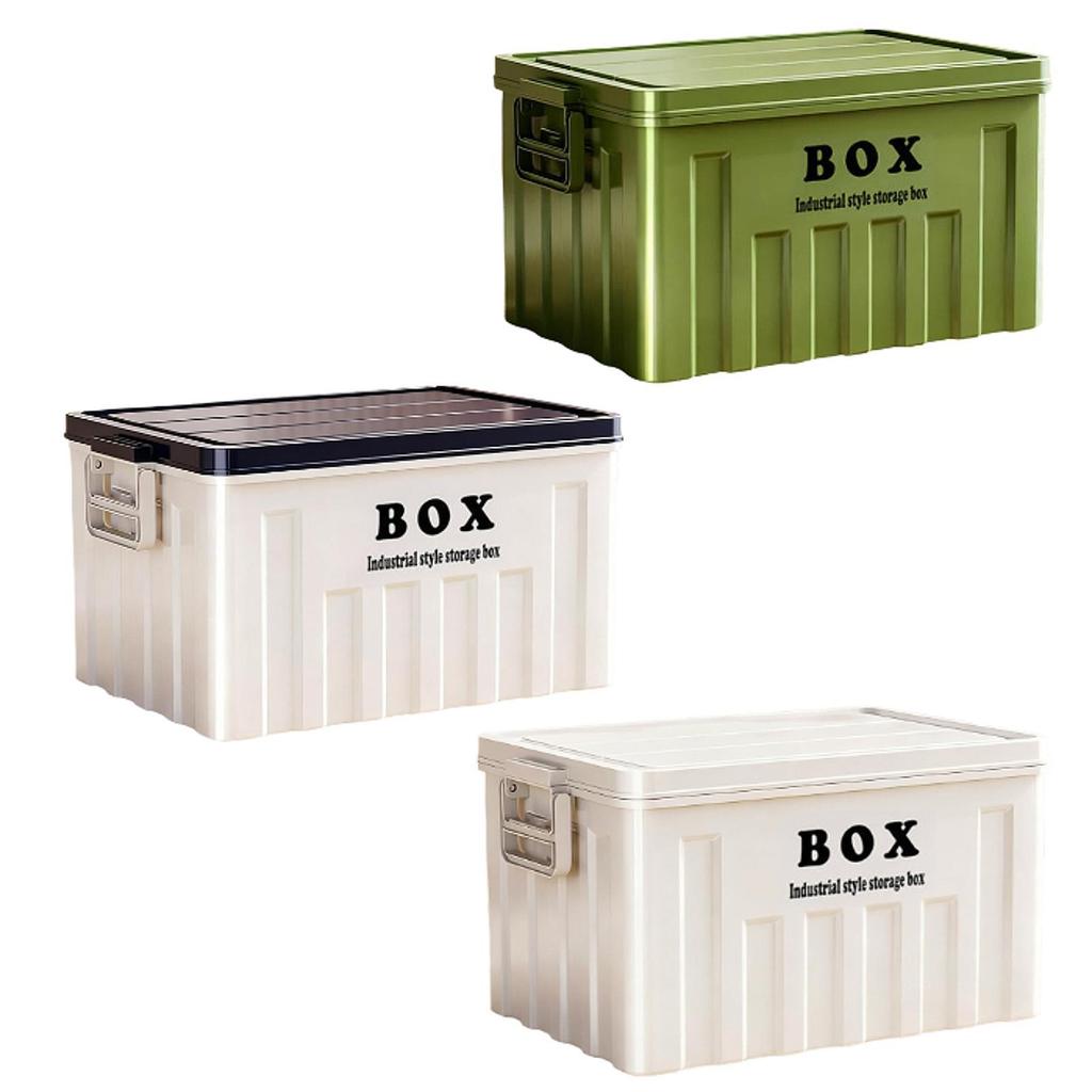 Lidded Storage Bin Utility Crate and Handles Storage Box with Lid Container for