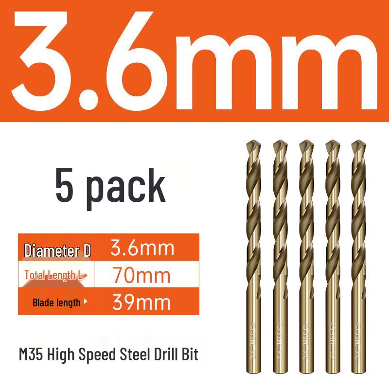 M35 Cobalt Twist Drill Bits Set for Stainless Steel, High Hardness, Straight Shank, Hand & Electric Drills