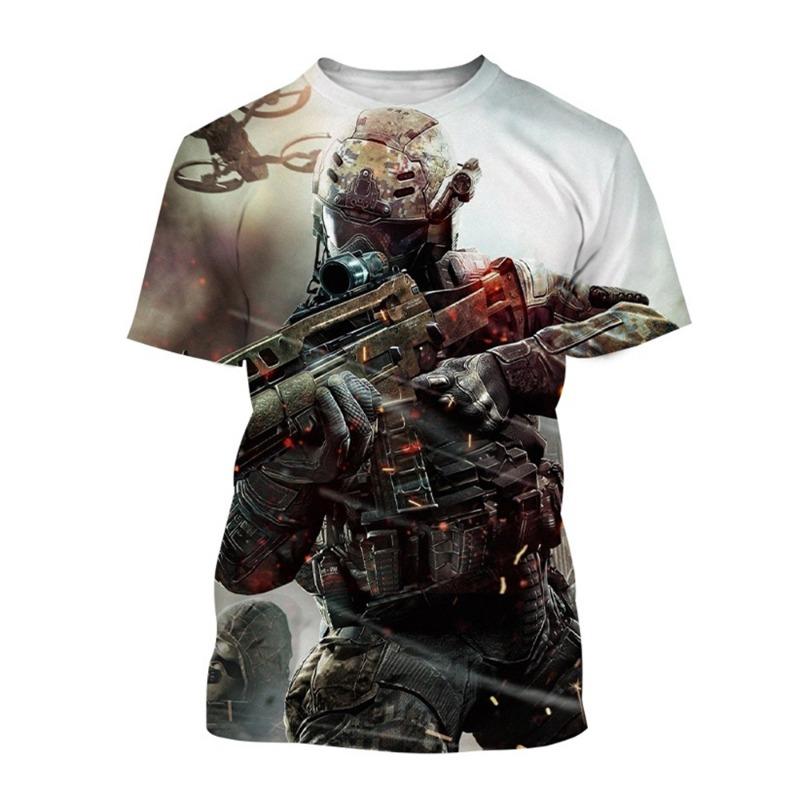 Popular Shooting Games Summer Fashion Creative Design Patterns 3D Printing Stimulating Trendy Cool Personalized T-shirt
